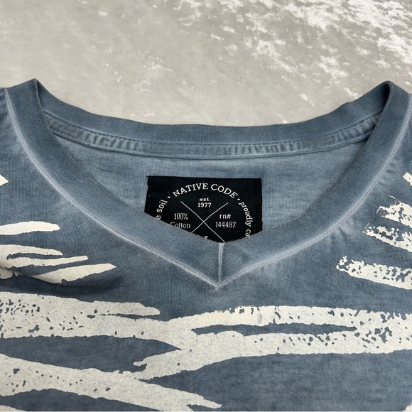 Native Code mens Hawaiian t-shirt large short sleeve v neck pullover cotton top - Picture 6 of 12